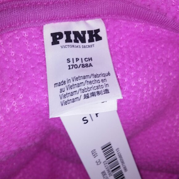 Victoria Secret PINK Hoodie Sweater Sherpa Pink Solid Thick Cozy Pullover - Picture 9 of 10